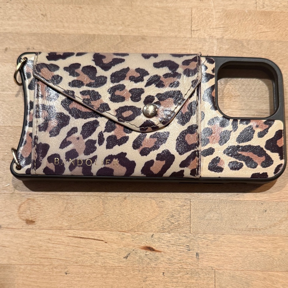 Hailey Bandolier Leather Animal Print iPhone 12 Pro Case with Card Holder